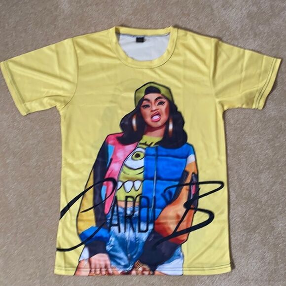 Unisex Cardi B T-Shirt XS Yellow NWT - Picture 1 of 6